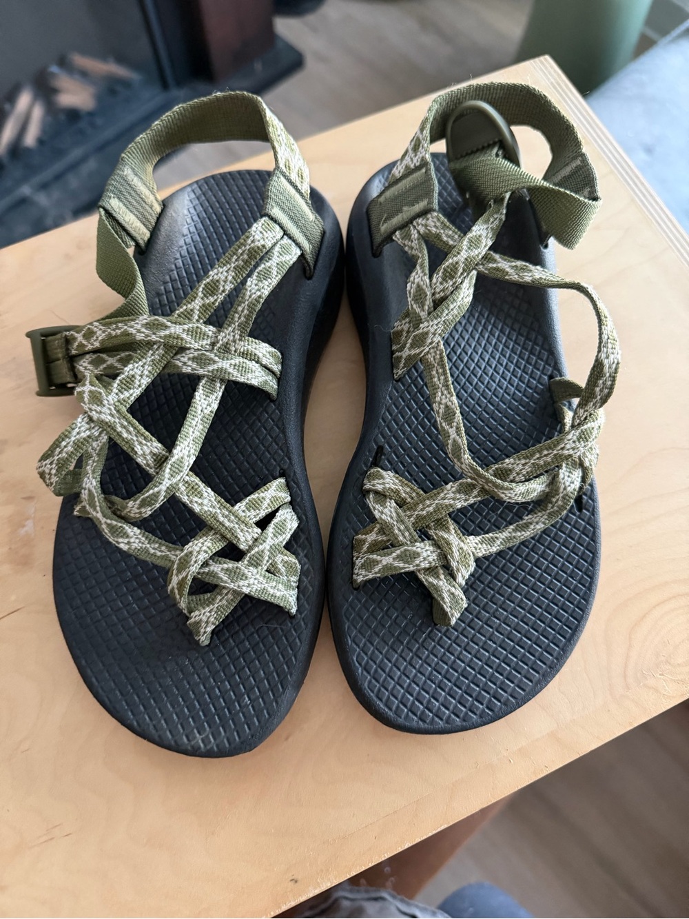 Chaco Olive Green Crisscross Strap Sport Sandals